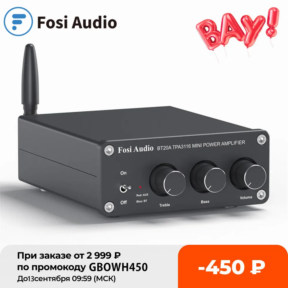 

Fosi Audio BT20A Bluetooth TPA3116D2 Sound Power Amplifier 100W Mini HiFi Stereo Audio Class D Amp Bass Treble For Speakers