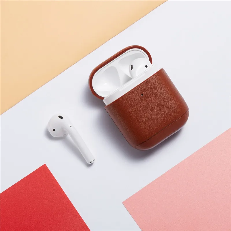 OTTWN цветной кожаный чехол для наушников для airpods1 2 Простой чистый цвет беспроводные bluetooth наушники защитная крышка для airpods