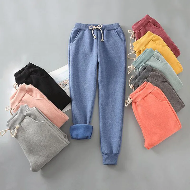 

Autumn Winter New Warm Harem Pants Women's Thick Velvet Sweatpants Candy Color Loose Women Pants Winter Casual Trousers M-XL