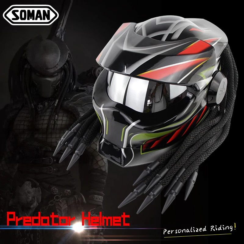 Мотоциклетный шлем Хищник каск Cascos полное лицо для мотокросса маска из
