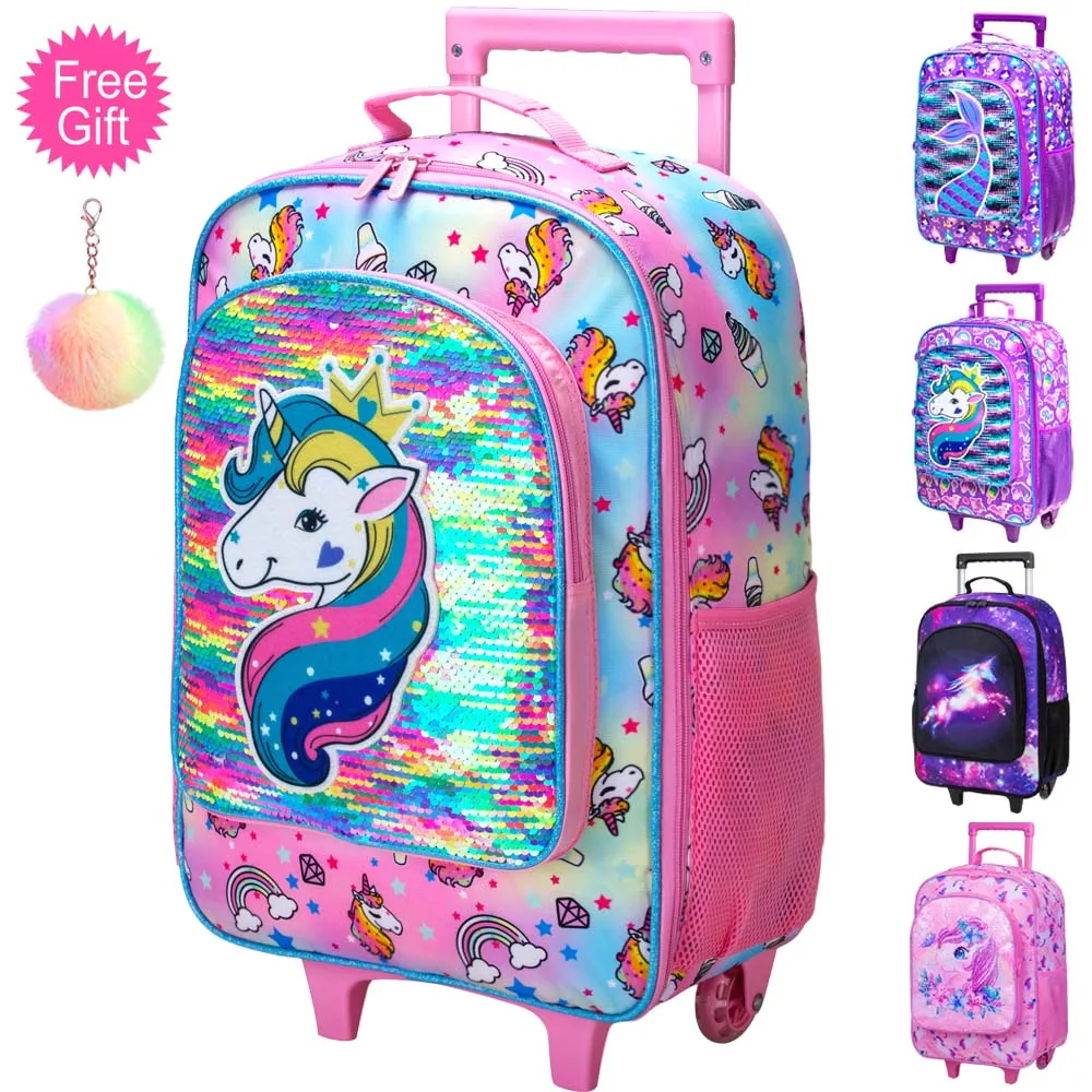 Детский чемодан, чемодан на колесиках для девочек-единорог | AliExpress