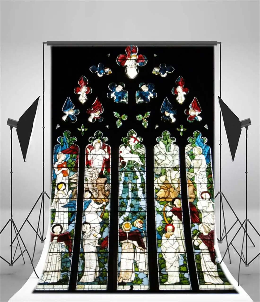 

Angel Stained Glass Window Photography Background Vintage Church Church Glass Painting Heaven Backdrop Religion Kid Adult Banner