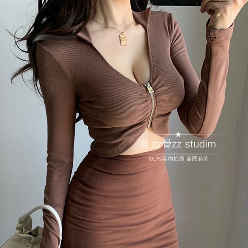 

Женская Асимметричная плиссированная Блузка с V-образным вырезом, на молнии