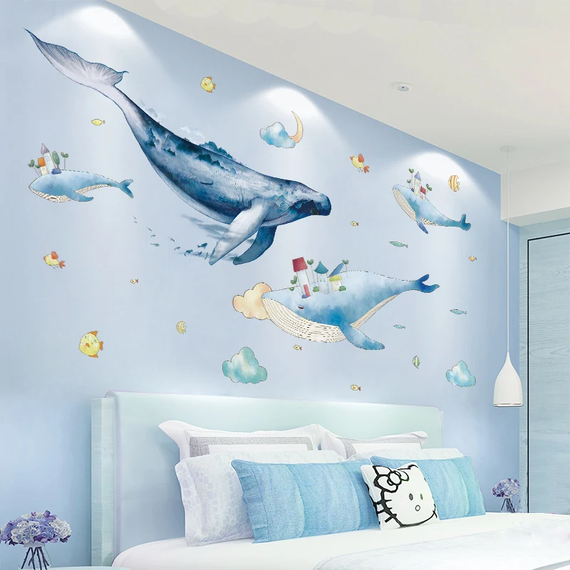 

Whale Fish Wall Stickers DIY Ocean Animals Wall Decals for Kids Rooms Baby Bedroom Bathroom Children Nursery Home Decoration
