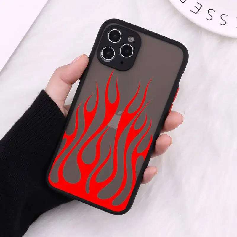 

Fashion Red Flames Fitted Phone Case Matte Transparent For iPhone 12 Mini 11 Pro XR XS Max 7 8 Plus