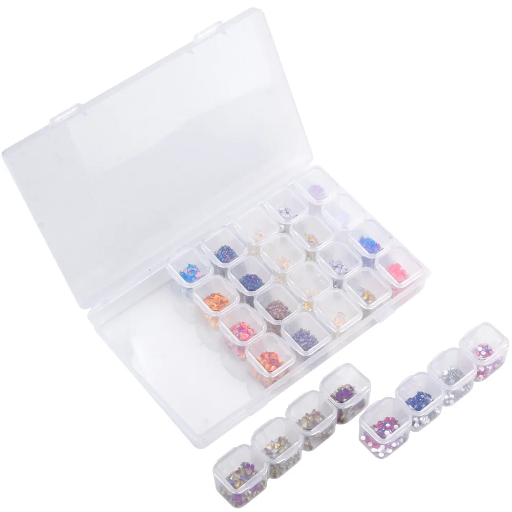 28 ячеек пустая коробка для хранения искусство ногтей стразы отдельные слоты