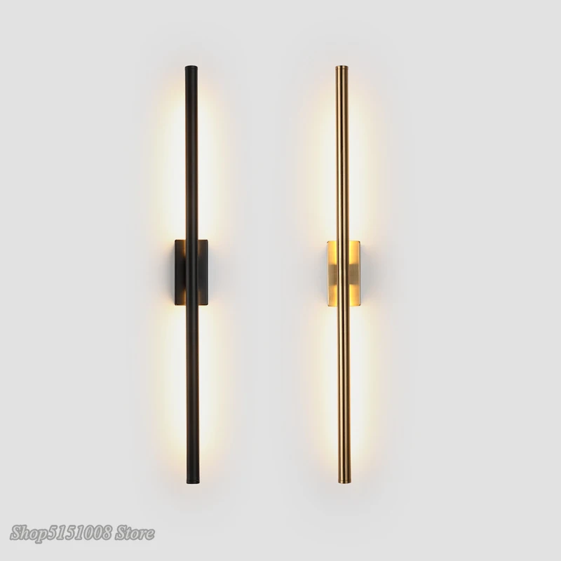 Modern Simple Linear Tube Wall Lamp LED Up Down Background Opposite Wall Light LED Bedside Foyer Corridor Black Gold LED Sconce