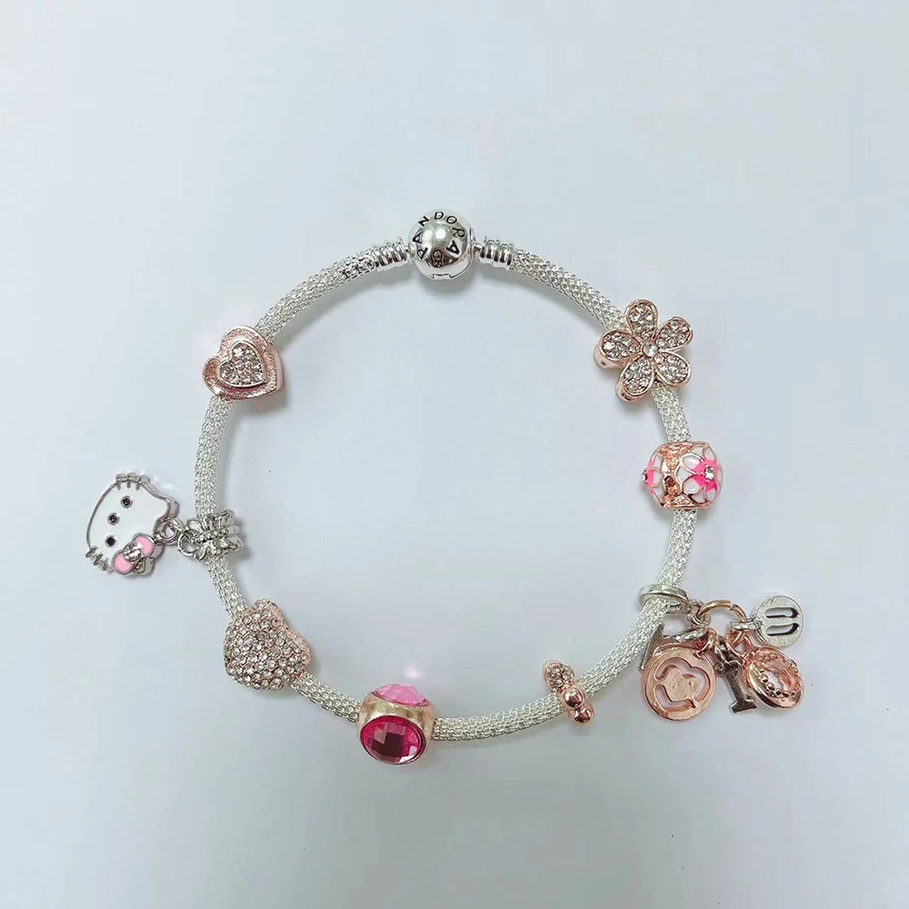 Женский браслет из бисера с большими отверстиями розовое золото сувенир для пары