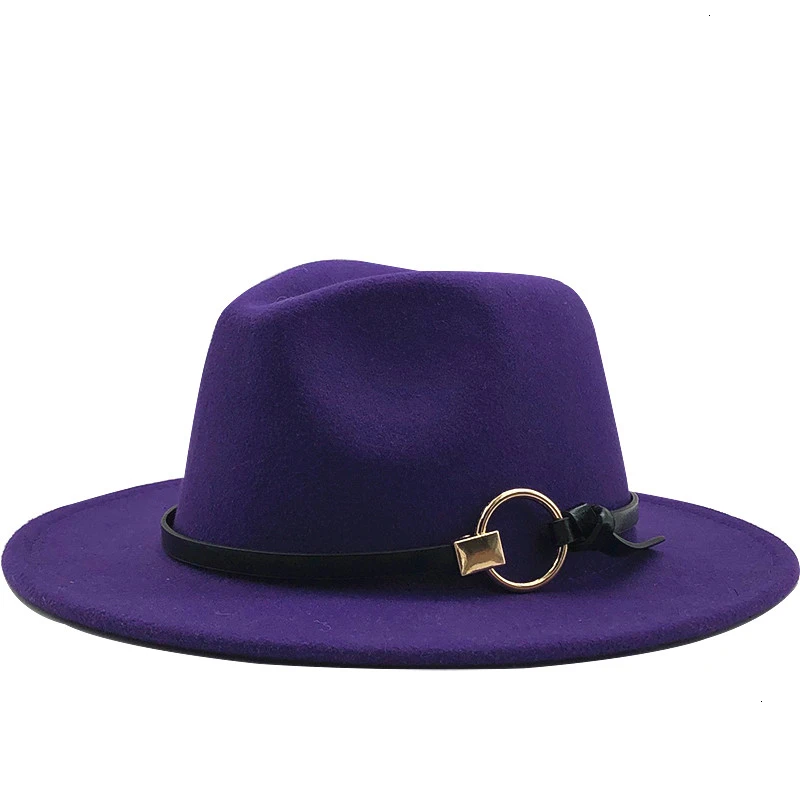 

Ladies Womens Fushcia Wool Felt Jazz Fedora Hats Fashion Women Trilby Flat Brim Panama Gambler Hat Carnival Cap