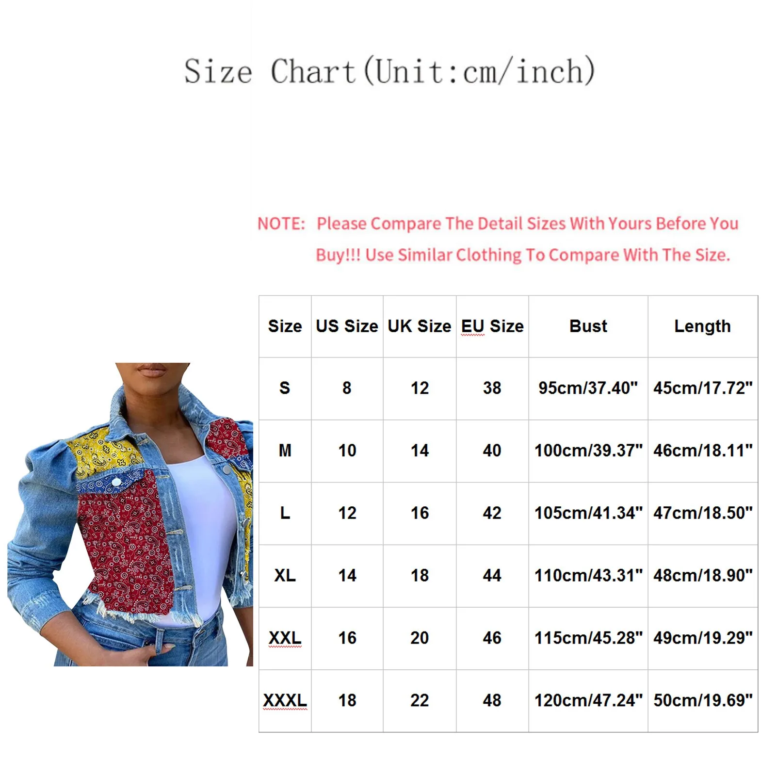 

Fashion Women's Patchwork Button Long Puff Sleeve Denim Jackets Casual Tassel Jean Cropped Coat Outerwear Chaquetas Mujer#g3