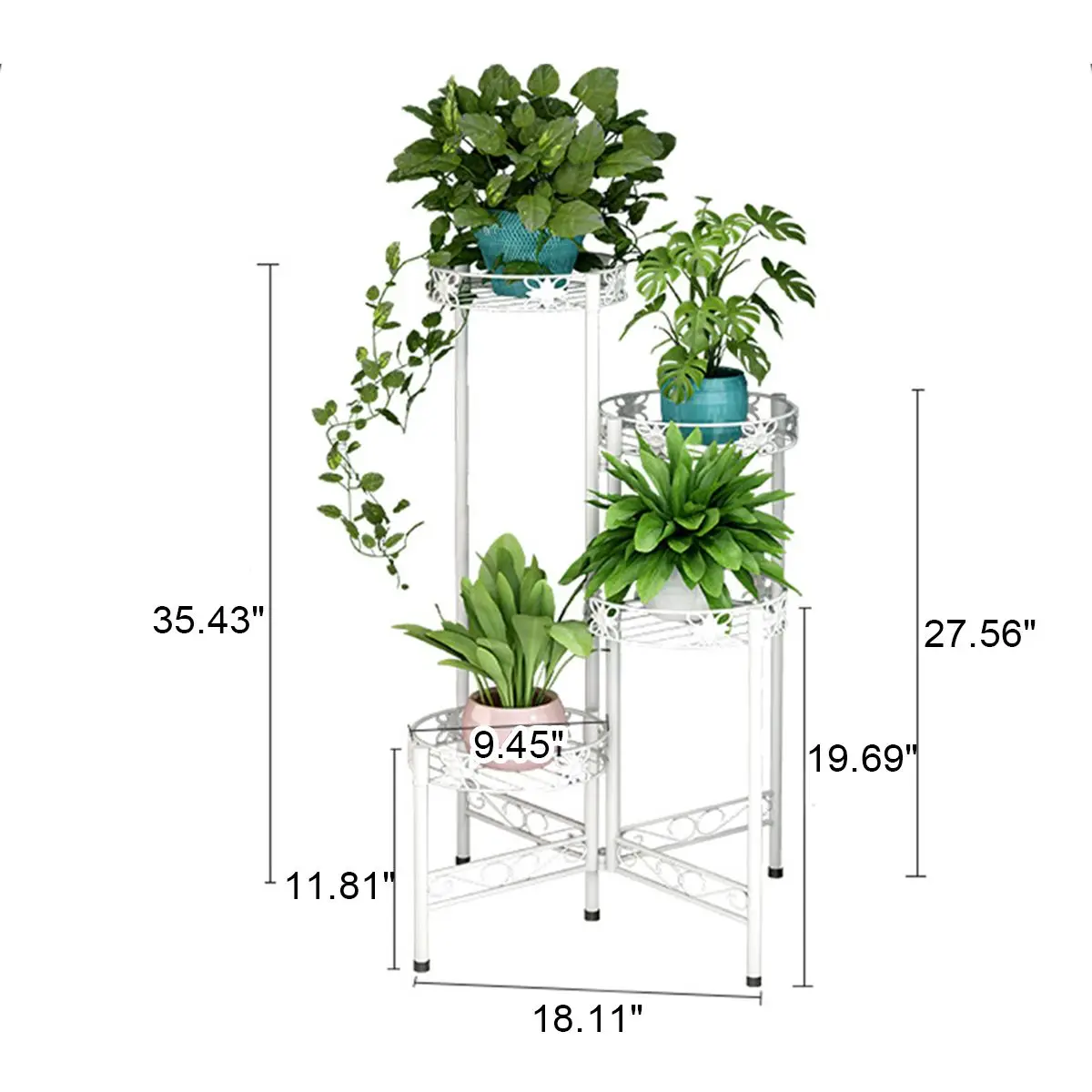 

4 Tiers Metal Flower Pot Plant Stand Balcony Multilayer Shelf Garden Rack Indoor Outdoor Patio Garden Flower Pot Shelf