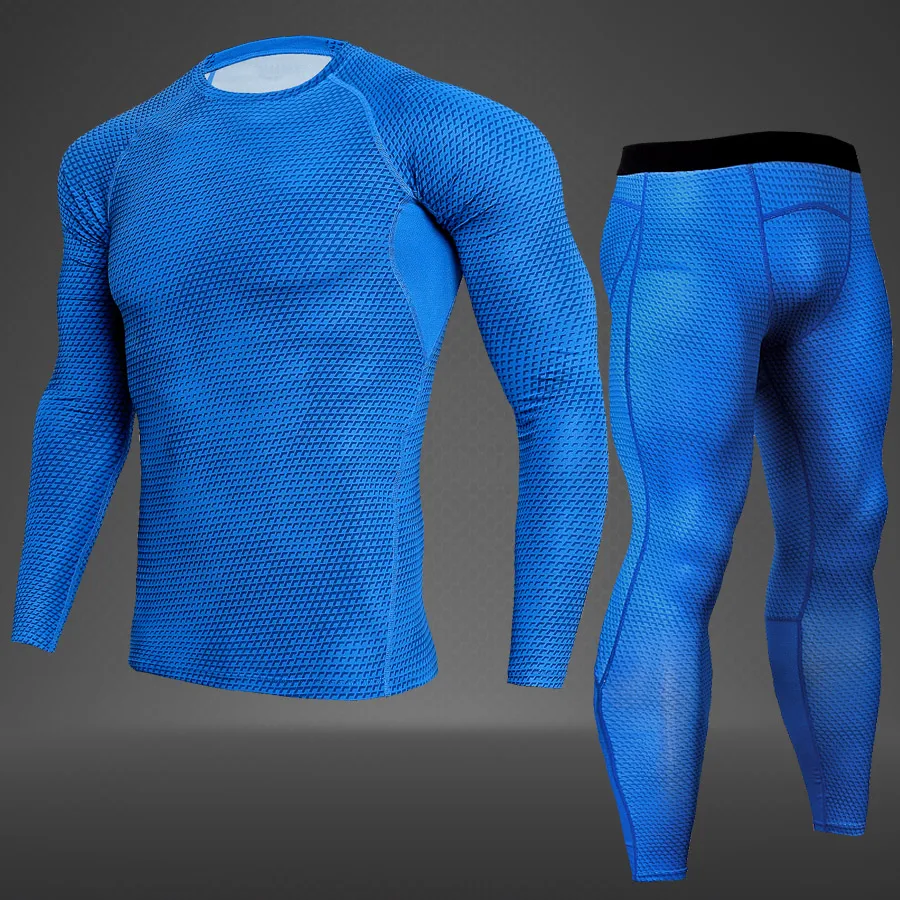 Men's Second Skin T-Shirt MMA Pants Long Sleeve Men's Compression Shirt Fitness Wear Bodybuilding MMA Rashguard Sports Set