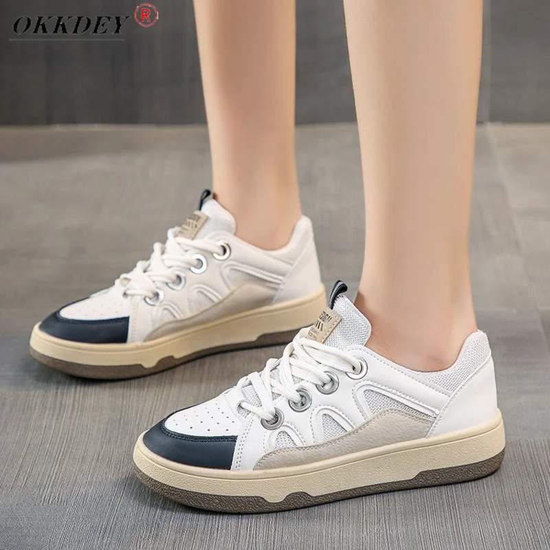 

2021 Summer Women's Flat Shoes Platform Sneakers Fashionbrand Microfiber Mixed Color Casual Flat Shoes Women's Vulcanized Shoes