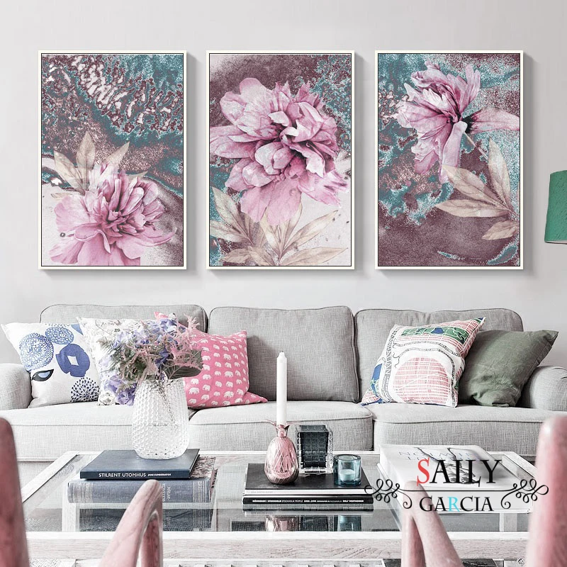 Абстрактная живопись искусство украшения в скандинавском стиле для дома цветы