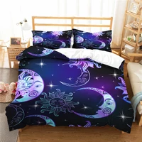 double bed comforter bedding coverlet luxury moon and sun printed home textiles with pillowcases for adult