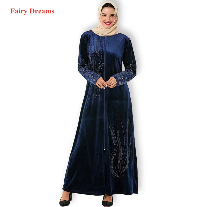 Бархат абайя Пакистан Дубай Турция Бангладеш с длинным рукавом Исламская одежда