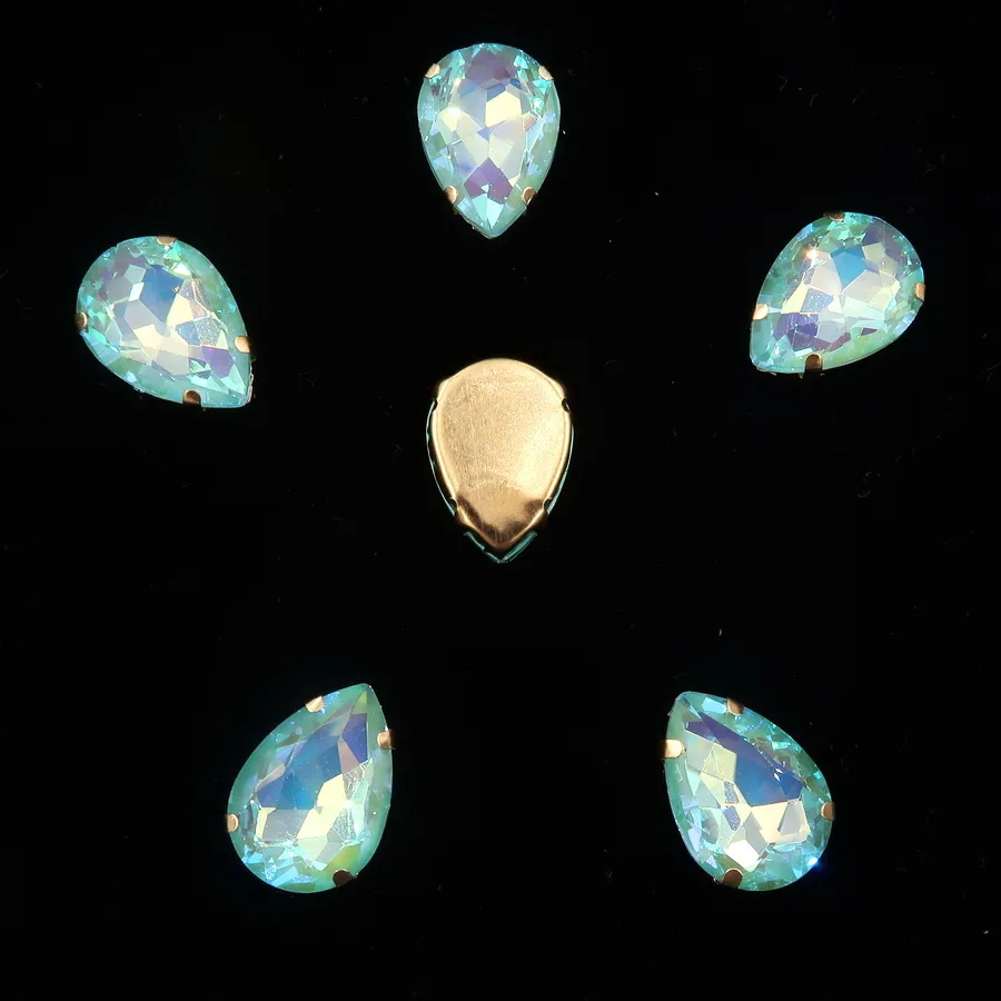 A29 Peridot AB Золотые коготь настройки 7*10 10x14 13*18 мм желе конфеты и AB цвета стекло кристалл капли воды пришить стразы аппликация для обуви сумки diy - Цвет: A29 Peridot AB