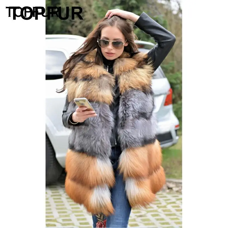 Женский меховой жилет с круглым вырезом и натуральным мехом лисы енота|Шубы