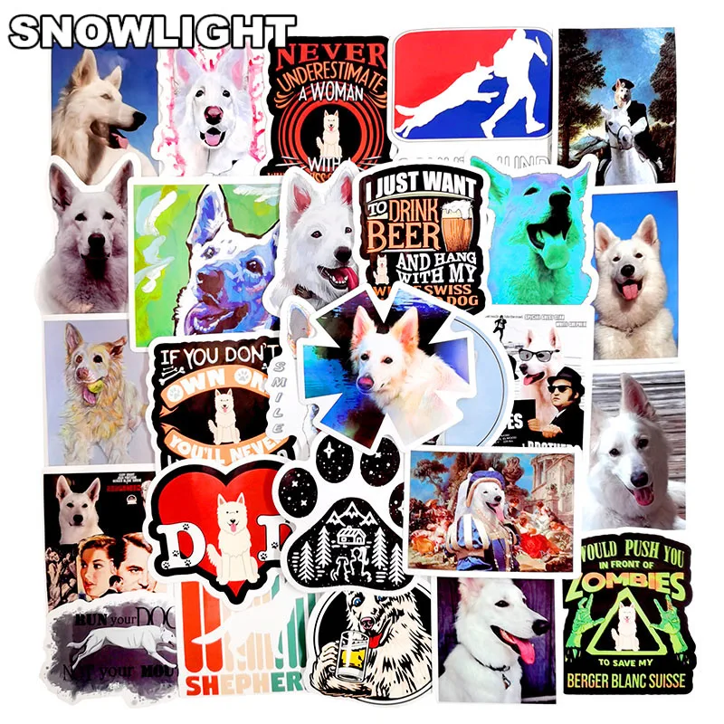 10/50 шт./компл. наклейки с изображением животных овчарки белых собак граффити для