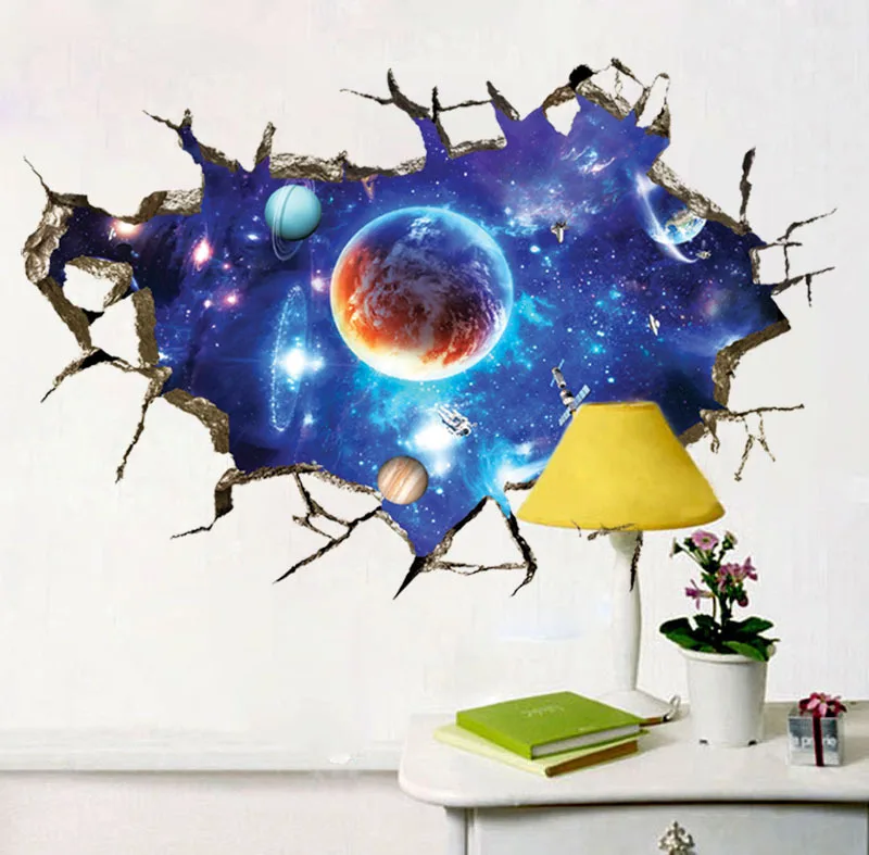 

Creative 3D Simulation Scenery Outer Space Planet Wall Stickers Living Room TV/Sofa Background Mural Decal