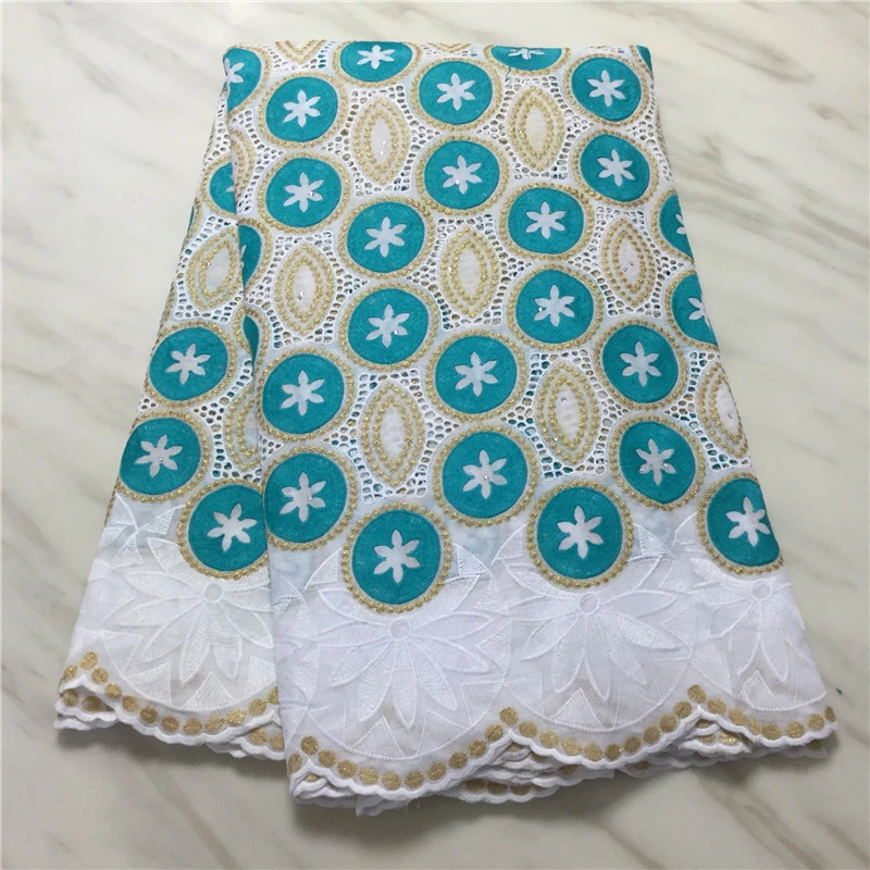 

High Quality African Lace Fabrics in cotton Swiss Voile Lace Fabric In Switzerland With Stones 5yards