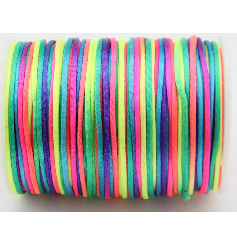 Атласный шнур для плетения макраме Радуга 2 мм 10 ярдов Нейлоновый с китайским