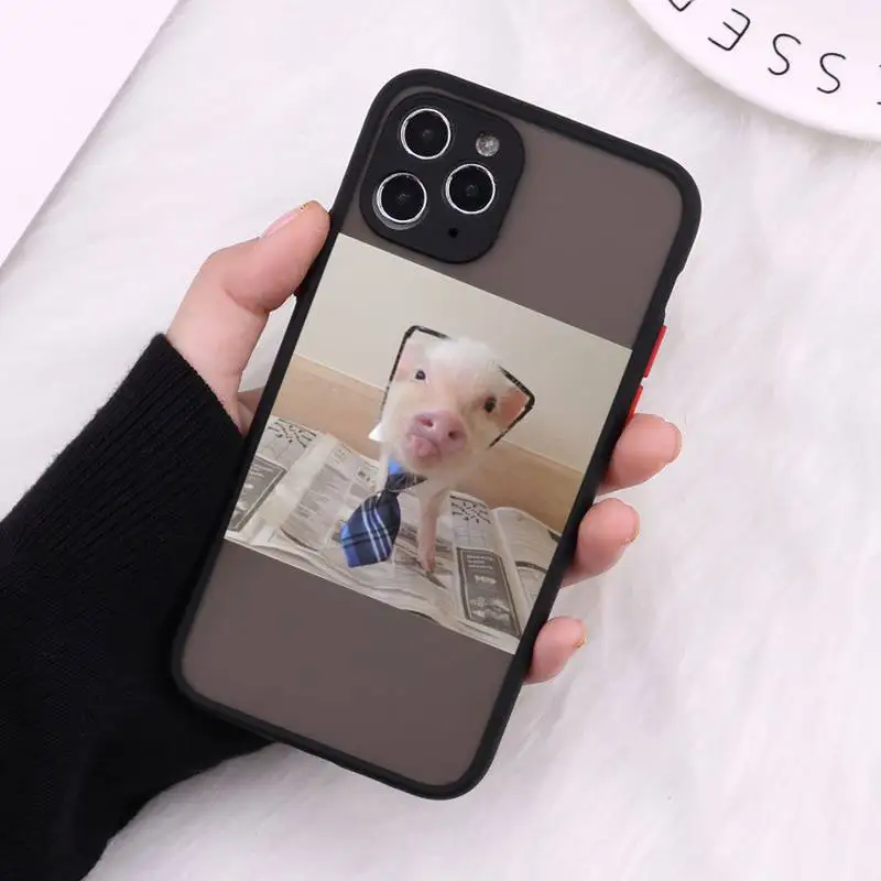 

Cute Little Pink Pet Pig Phone Cases Matte For iPhone 12 Mini 11 Pro XR XS Max 7 8 Plus X Hard PC Back Cover