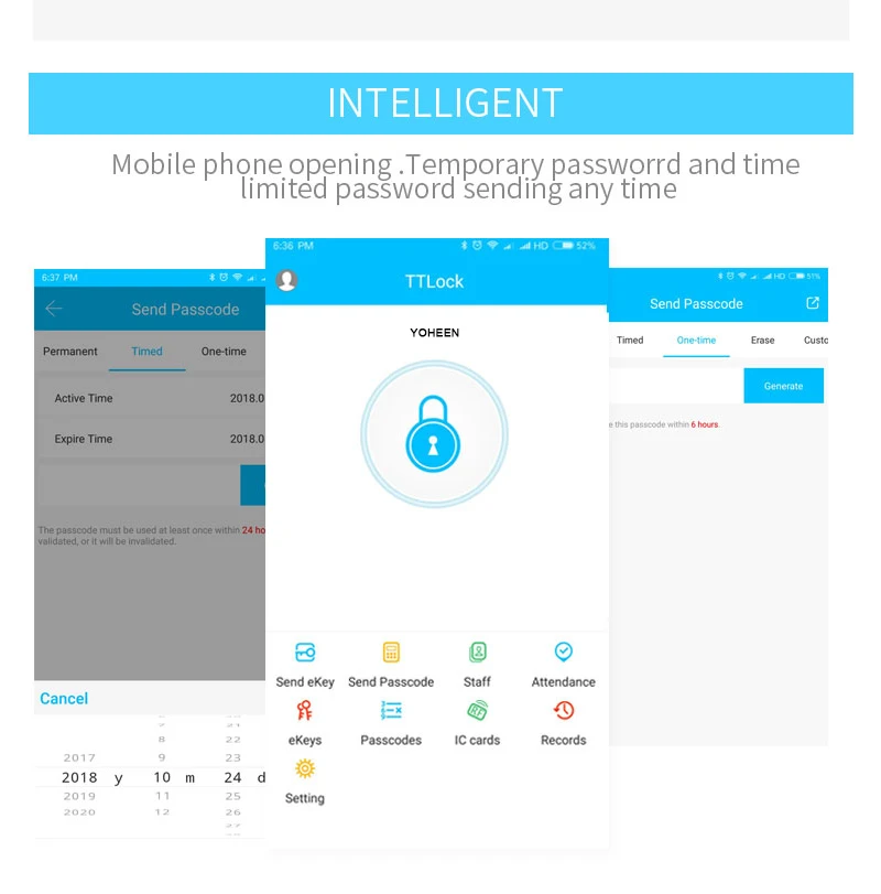 Bluetooth TTlock приложение система контроля допуска к двери кард-ридер, смарт-телефон приложение код RFID карта дверь контроль доступа клавиатура
