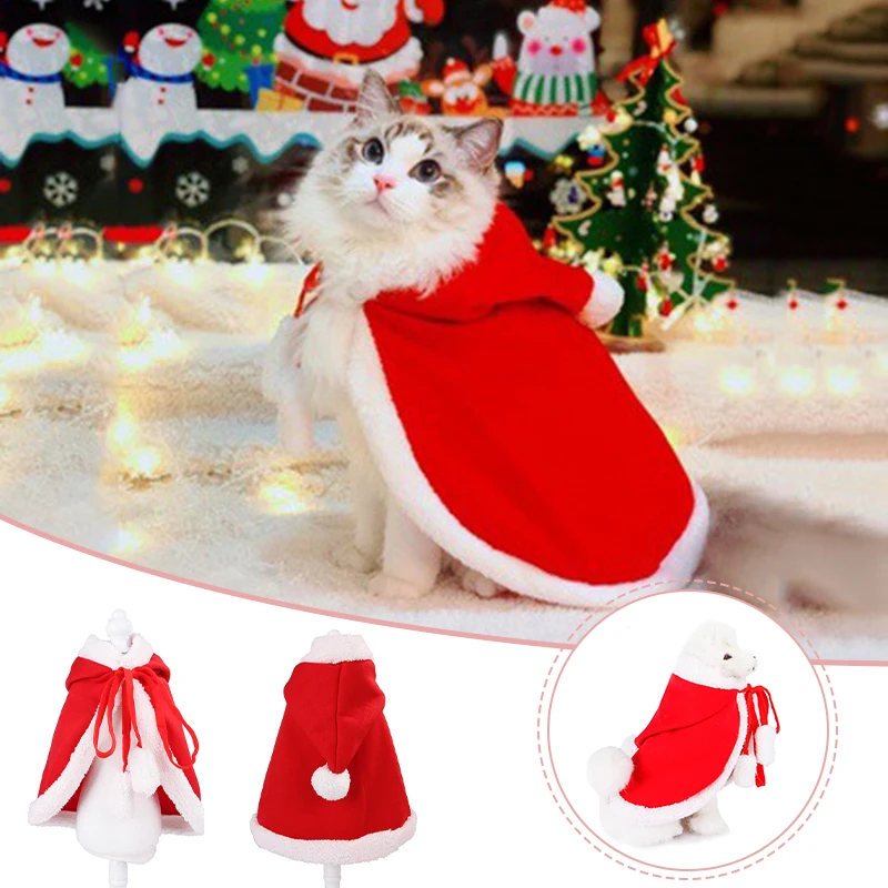 

Christmas Pet Costume Cloak Soft Santa Cape Dogs Classic Cute Pet Dress Outfit Fun Comfortable Cloak For Dog Cat disfraz navidad