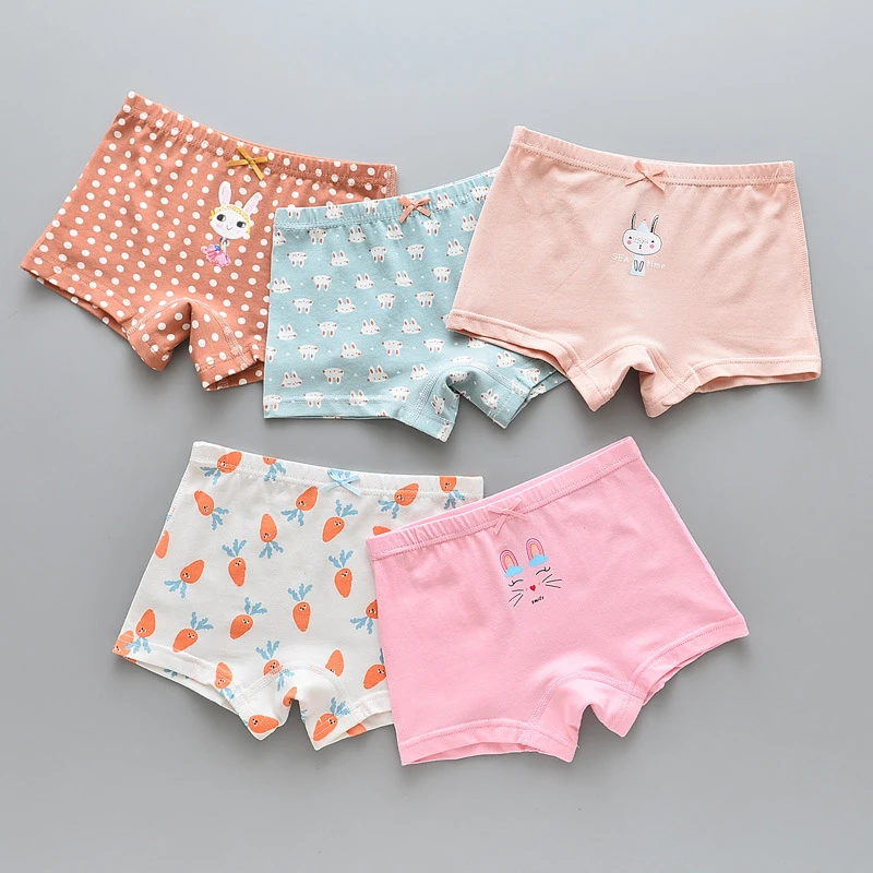 5 шт./лот детские трусы боксеры для девочек хлопковые штаны нижнее белье
