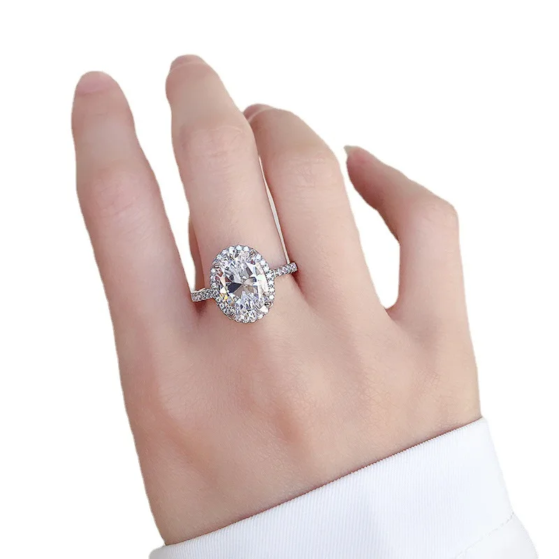 

Sterling Silver 925 Oval 9x13mm Diamond Red Yellow Silver Gemstone Engagement Ring, Specially Designed For Ladies Parties