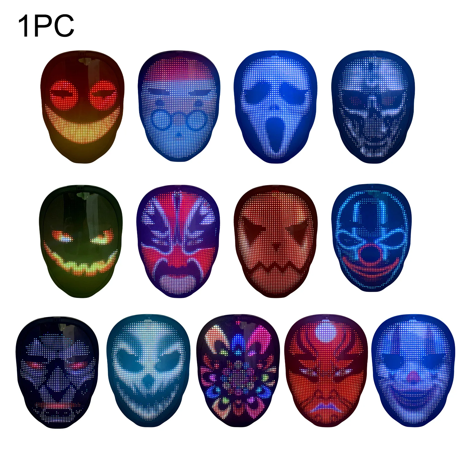 

APP Editing Face Cover Programmable Bar LED Light Up Gesture Control Adult Masquerade Cosplay Costume Toy Festival