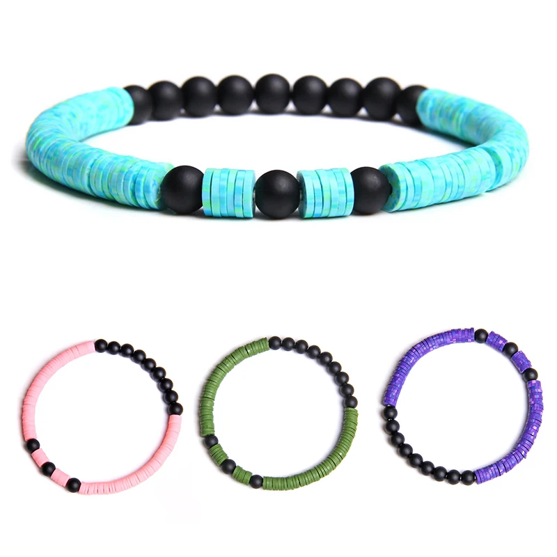 Модный Зеленый Фиолетовый Розовый Круглый разделитель бусин браслет из