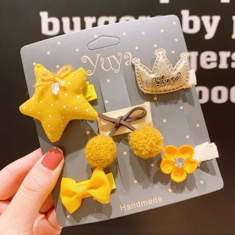 

Baby Cute Rabbit Star Plush Ball Bow Hair Clips Flower Plush Webbing Barrettes Hairpins Kids Colorful Hair Clips Pins for Girls