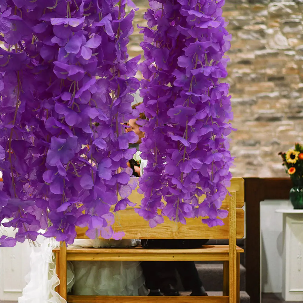 

12Pcs Artificial Hanging Wisteria Simulated Wisteria Flower Hanging Floral Decor