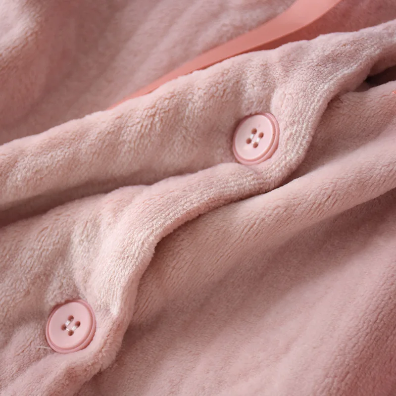 Fdfklak Flannel Nightdress Long Sleeping Dress Autumn Winter New Night Wear Sleepwear Womens Nighties Pink Long Nightgown