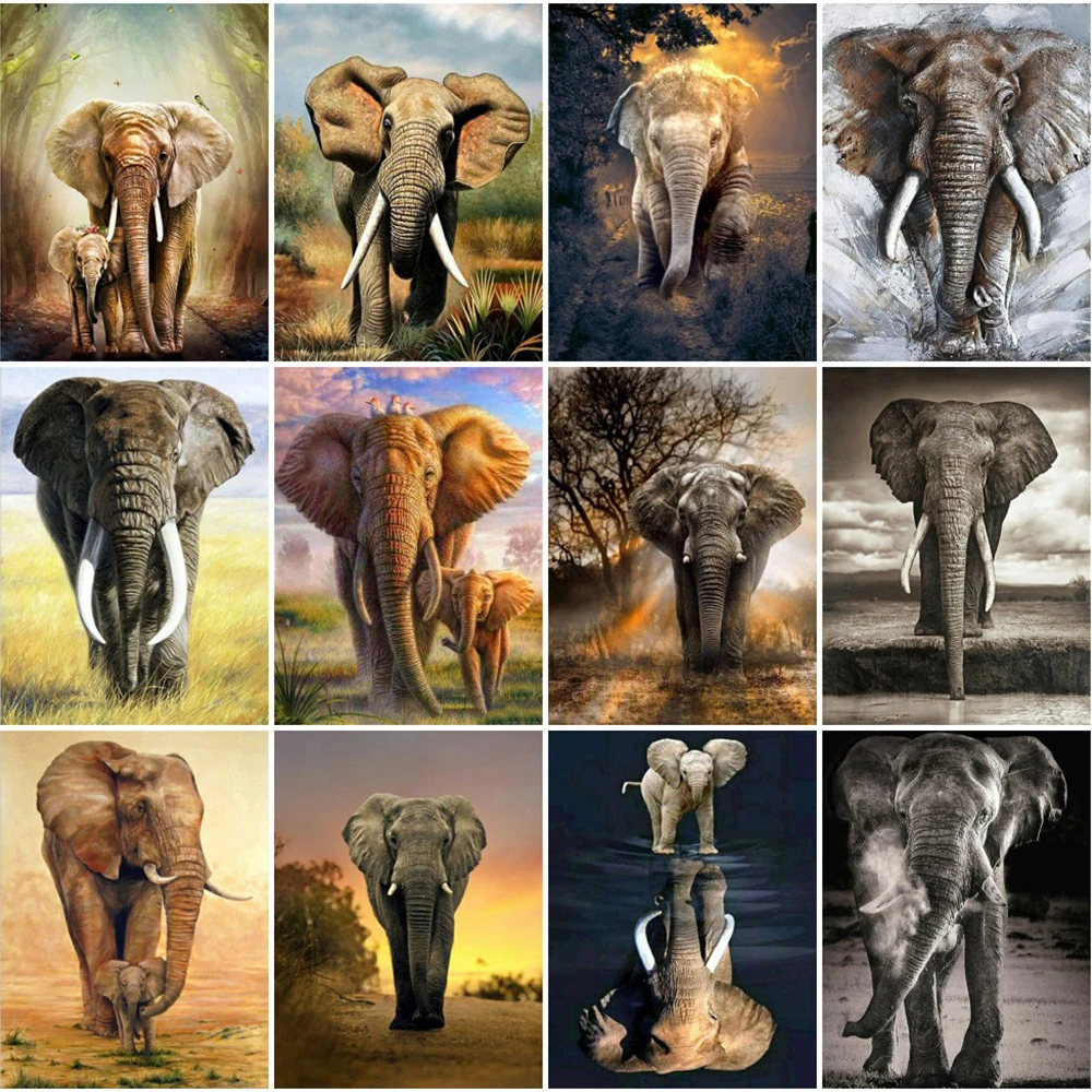 

EverShine Diamond Embroidery Animal 5D DIY Diamond Painting Full Drill Square Elephant Cross Stitch New Arrival Home Decor