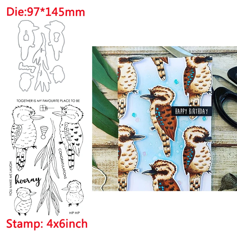 

Funny Woodpeckers Branch Words New Metal Cutting Dies&Transparent Clear Stamps For DIY Scrapbooking Album paper Cards New 2020