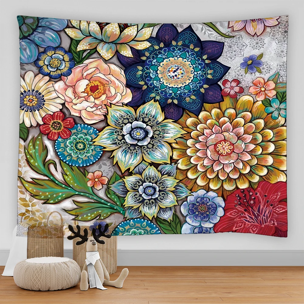 

India Mandala Tapestry Wall Hanging Boho Decor Wall Cloth Tapestries Psychedelic Hippie Tapestry Colorful Mandala Wall Carpet