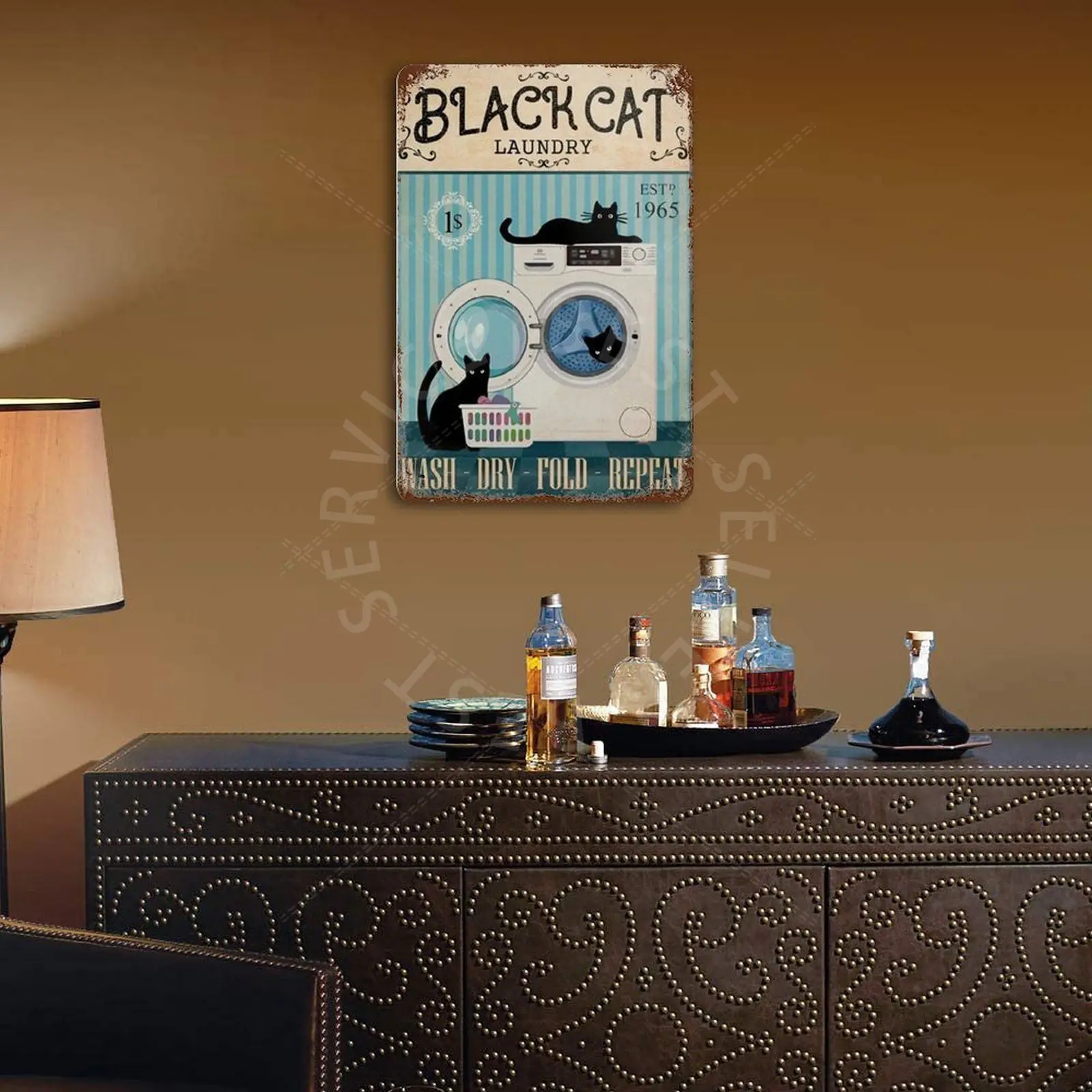 

Black Cat Laundry Vintage Metal Tin Sign Retro Poster Home Bar Decoration Iron Painting Pub Club Industrial Dcor