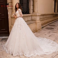 a line long sleeve wedding dresses sequin tulle lace appliques elegant formal bridal gown 2022 new custom made ds160