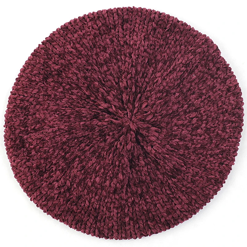 Wine red Новые модные вязаные шерстяные шапки для женщин, Зимние береты, весенние повседневные теплые шапки, женские одноцветные береты, шапки - Цвет: Wine red