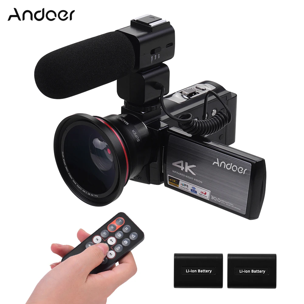 Andoer 4K WiFi цифровая видеокамера 24MP 16X IR ночного видения 3 &quotips lcd сенсорный экран 0.39X