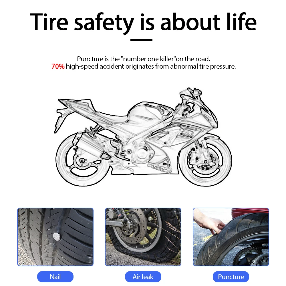 Motorcycle TPMS With QC 3.0 Fast Charging USB Output Motorbike Tire Pressure Monitoring System Tyre Temperature Alarm | Автомобили и