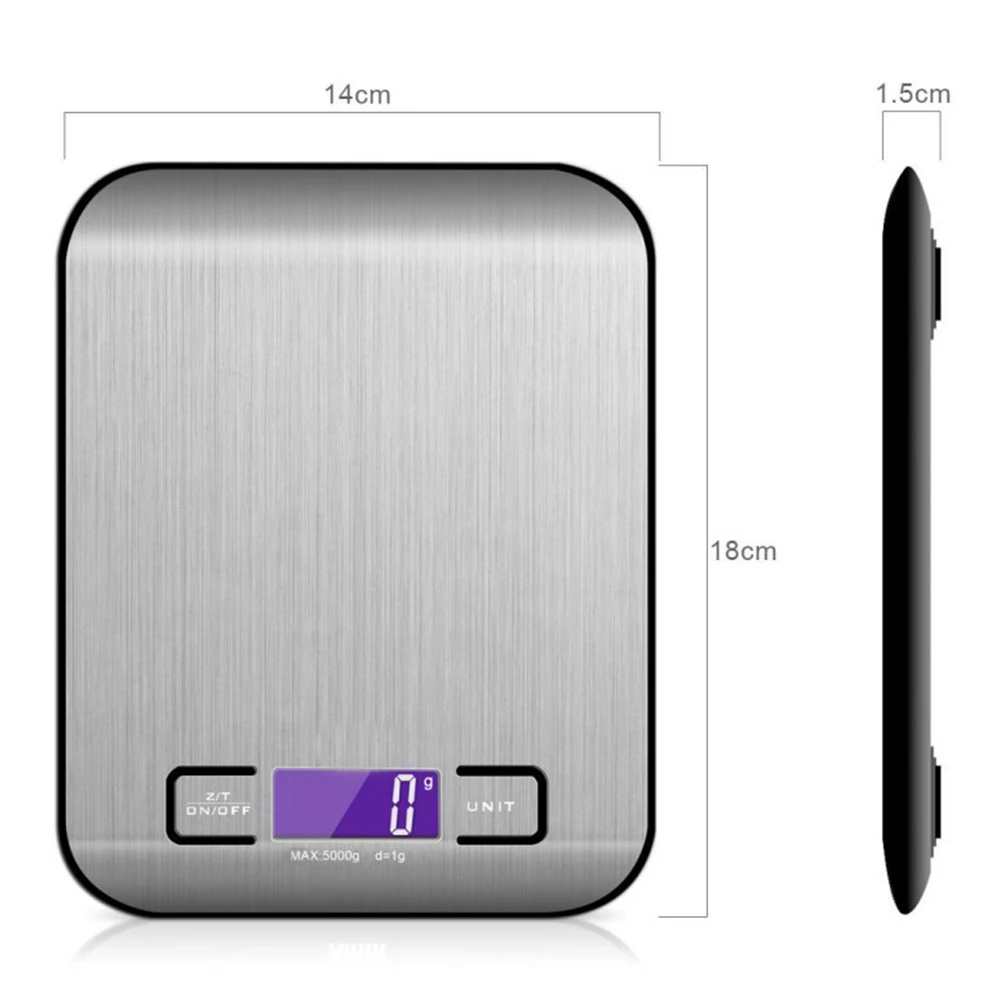 

5/10KG x 1g Stainless Steel Digital Household Kitchen Measuring Weight Food Scale Electronic Scale Digital Without Battery