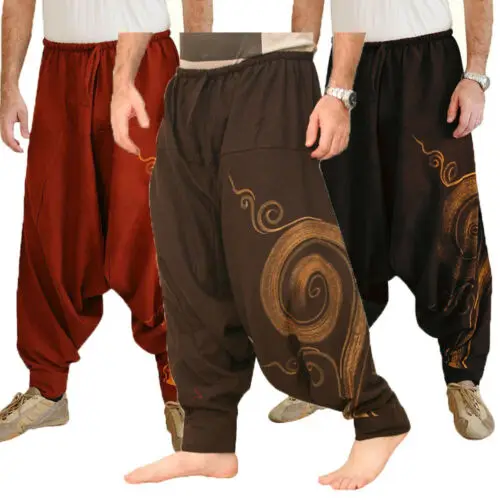 Men's Casual Elastic Waist Baggy Hippie Yoga Harem Pants Men Boho Gypsy Aladdin Alibaba | Мужская одежда