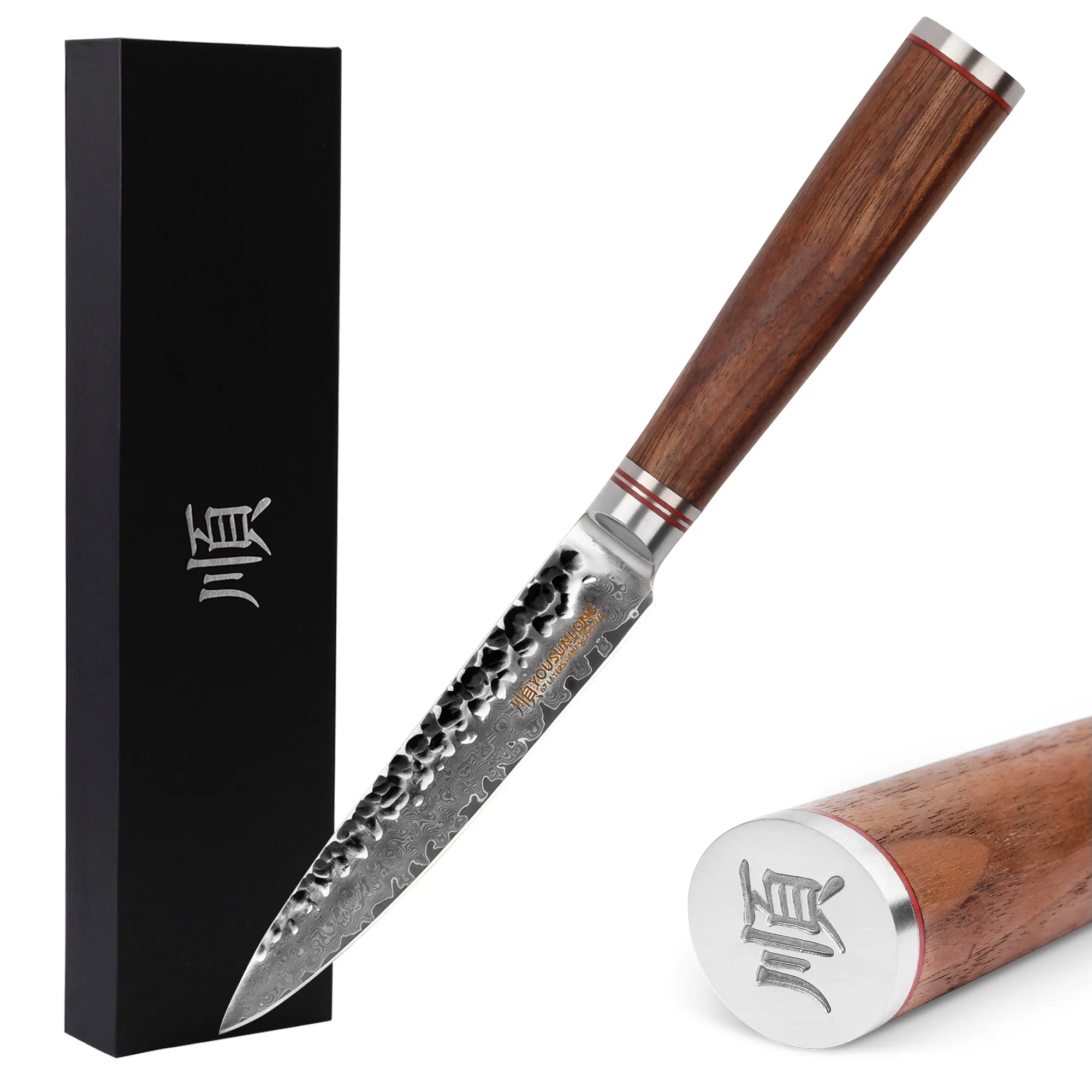 YOUSUNLONG утилитные ножи 5 дюймов молотковая Дамасская сталь японский VG10 натуральный