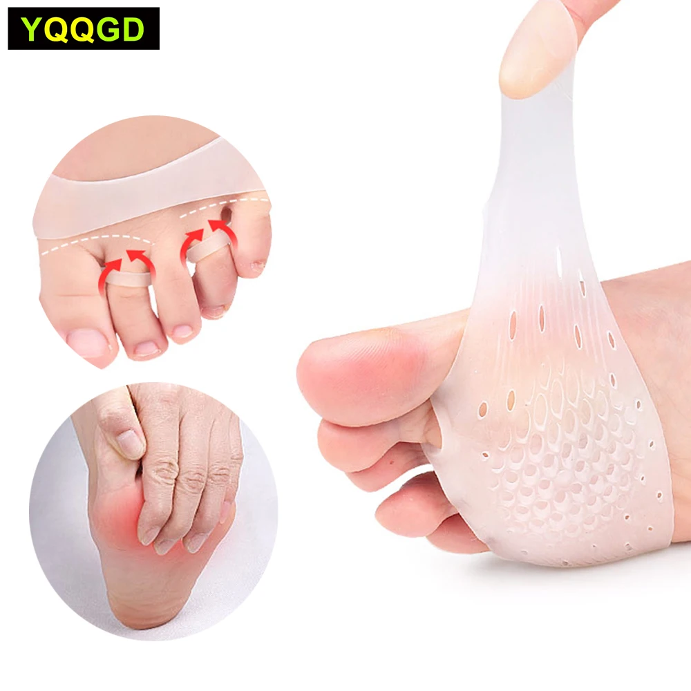 

1Pair Ball of Foot Cushions Silicone Forefoot Pad Metatarsal Pads Support Soft Gel for Reducing Forefoot Pain Callus Blisters