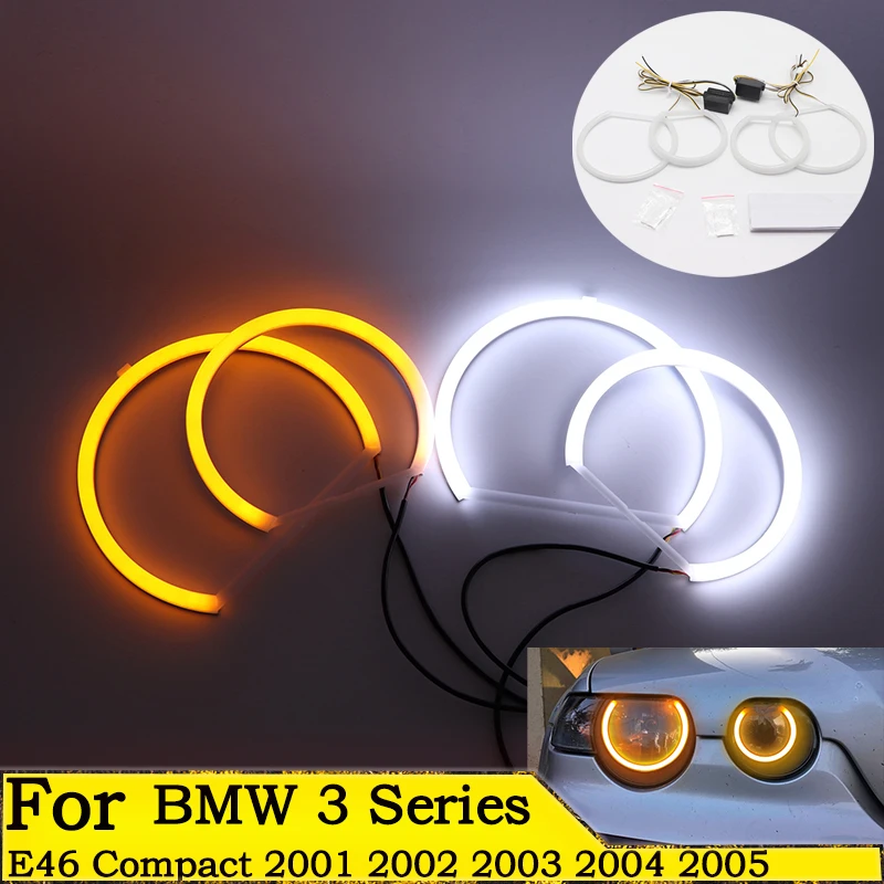 

high quality SMD Cotton Light Switchback LED Angel Eye Halo Ring Kit For BMW 3 Series E46 Compact 2001-2005 car accessories