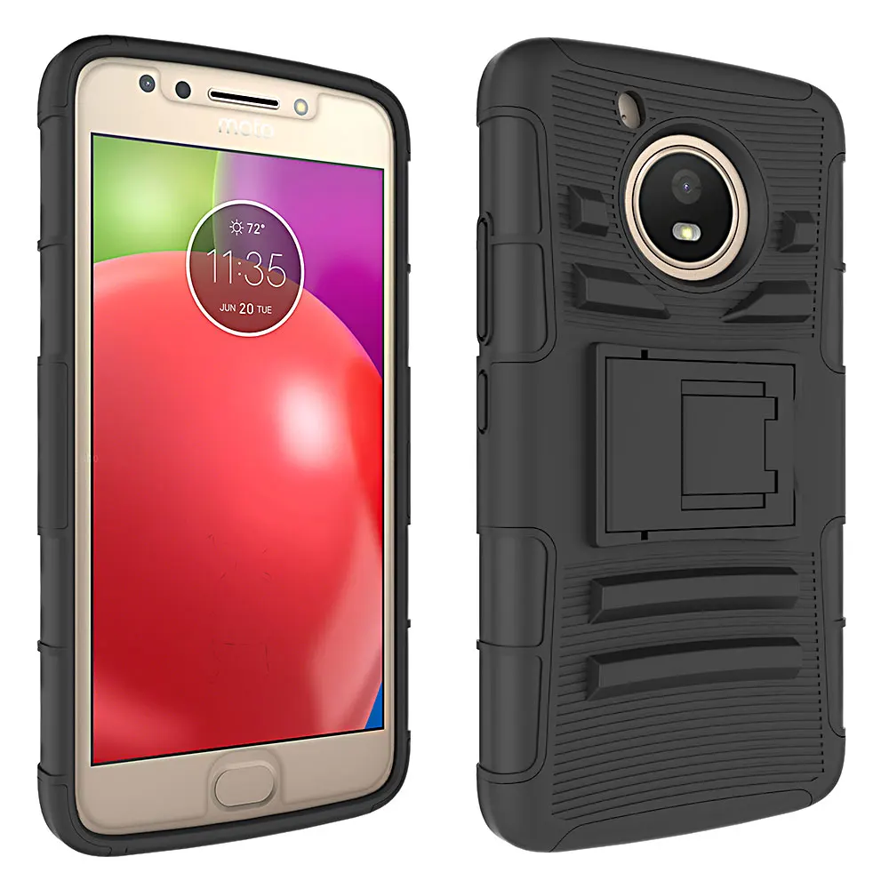 Для Moto E4 три-в-одном силиконовая Беговая задняя крышка с зажимом скользящий чехол